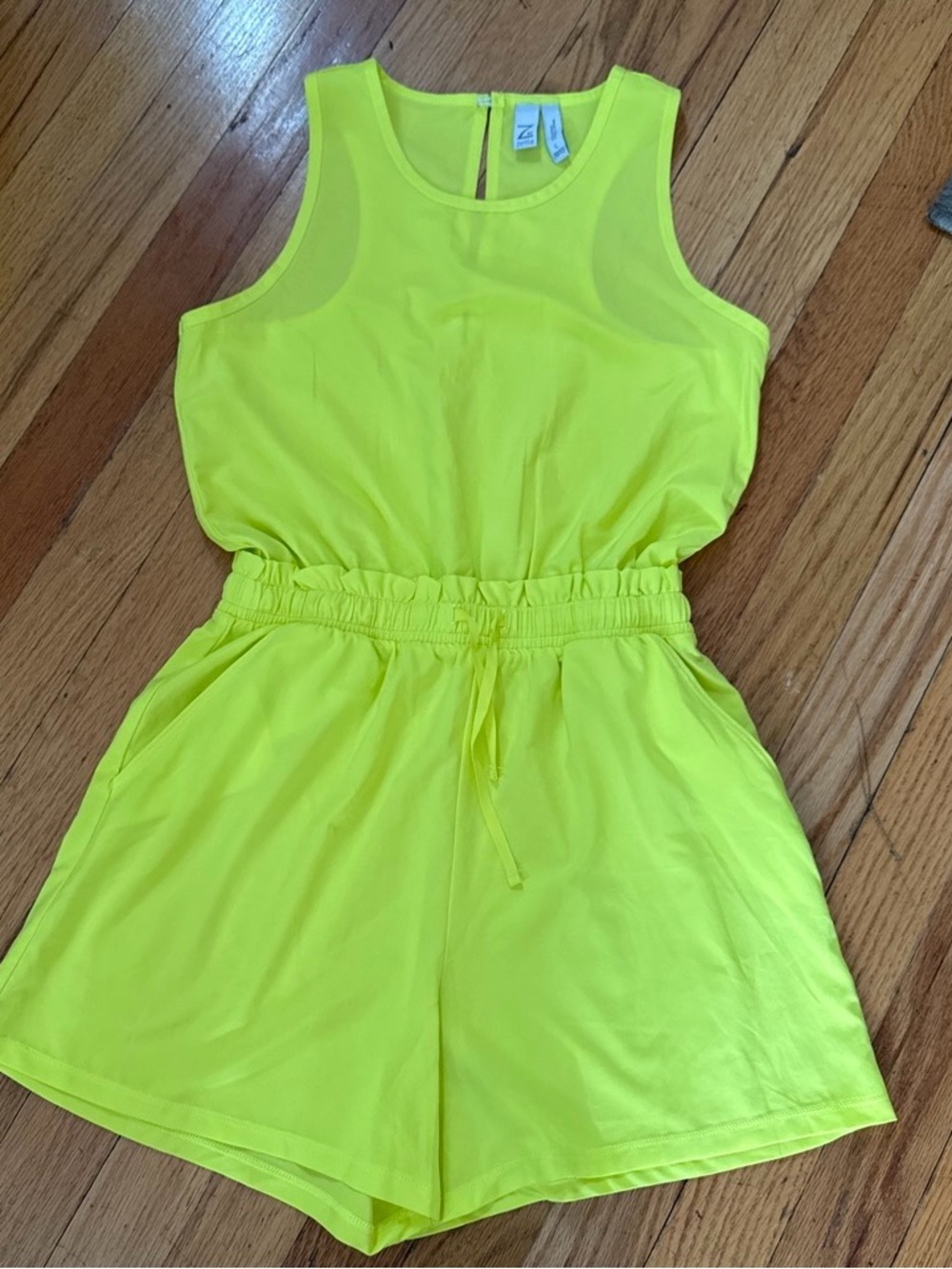 Zella Neon Yellow Sleeveless Girls' Romper  Juvenil Size 10/12